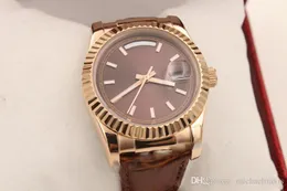 Luxury Mens Watch Rose Golden Unisex New Arrivel Automatisk mekanisk handledsklocka läderbälte 36mm