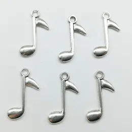 100pcs/Lot Music Note Alloy Charms Pendant Retro Jewelry DIY Keychain Ancient Silver Pendant For Bracelet Earrings Necklace 24*15mm