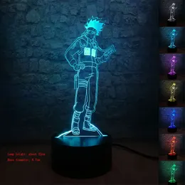 Japanese Naruto Anime Hatake Kakashi Uzumaki 3D Night Light Acrylic LED Lamp 7 Colors Change Bedside Toys For Children Xmas Gift