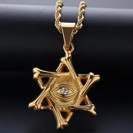 18K guldpläterad diamant Davidsstjärna hänge halsband Micro Pave Cubic Zirconia diamanter med 24 tums repkedja