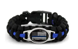 Ähnliches finden Schwarz Blau DÜNNE BLAUE LINIE Amerikanische Flagge BACK THE BLUE POLICE Paracord Survival Outdoor Camping Armband für Damen Herren Girlfr