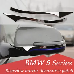 2PCS الفولاذ المقاوم للصدأ ملصقات الرؤية الخلفية مرآة الزخرفية شرائط السيارات التصميم الخارجي 3D لسيارات BMW 5 سلسلة F10 F18 2011-2017 اكسسوارات السيارات