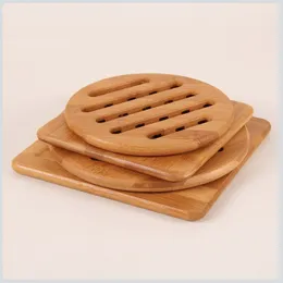 Bamboo Heat Resistant Coasters Round Square Heat Resistant Coaster Mug Pan Saucer Mat Kitchen Cooking Insulation Pad