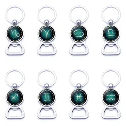 12 Constell Keychain Horoscope Sign Summer Beer Bottle Opener Key Chain Ring Fashion Accessories Drop Ship 340115