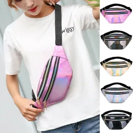 Nya Kvinnor Midja Bag Fashion Laser Hologographic Fanny Pack Bum Bag med Justerbar Belt Messenger Shoulder Crossbody Väska