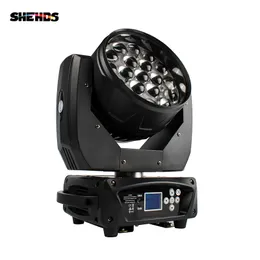 Shehds New LED Zoom Moving Head Light 19x15W RGBW Wash DMX512 Stage Lighting Professional Equipment för DJ Disco Party Bar Effect Lights