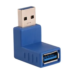 ZJT06 Universal USB 3.0 Typ en hane till kvinnlig plug 90 graders höger vinkelkontaktadapterkopplare högkvalitativ blå