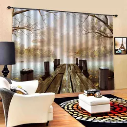 Custom scenery stereoscopic curtains woods birdge curtain Window Blackout Luxury 3D Curtains set For Bed room Living room