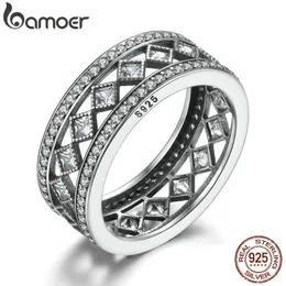 Bamoer Hot Sprzedaż 925 Sterling Silver Square Vintage Fascynacja, Wyczyść CZ Big Pierścionek Dla Kobiet Pszczoła Biżuteria S925 PA7601 J190714