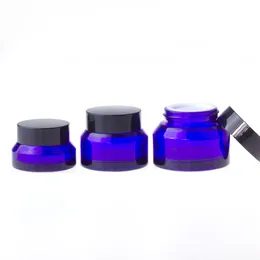 15G 30G 50G Glass Cosmetic Cream Jars With Lid Empty Lotion Container High Quality Blue Packing Cream Bottles