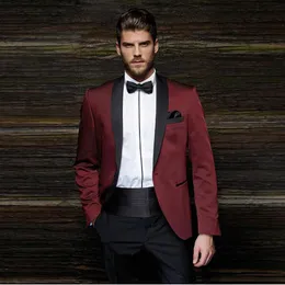 High Quality Shawl Lapel Groomsmen One Button Groom Tuxedos 2 Piece Men Suits Wedding/Prom Best Man Blazer ( Jacket+Pants+Tie) AA14