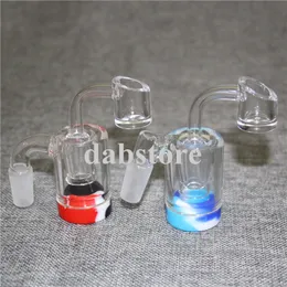 Monteringsokah Ash Catcher Glass Ashcatcher 14mm med silikonbehållare Kvarts Banger Passform för rökning Glas Bong Vattenrör