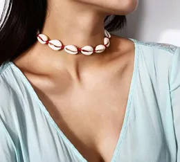 Neue Mode Schwarz Seil Kette Natürliche Muschel Halsband Halskette Kragen Halskette Muschel Halsband Halskette für Sommer Strand Geschenk GB8662873