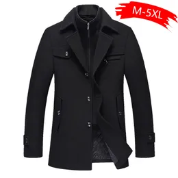 Män Vinterullrock Mäns Nya Högkvalitativa Fasta Färg Enkla Blandningar Woolen Pea Coat Man Trench Casual Overcoat