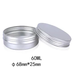 60 ml tomma återfyllningsbara aluminiumburkar 60g silver metall tenn kosmetiska behållare hantverk 2oz liten aluminium box sn3118