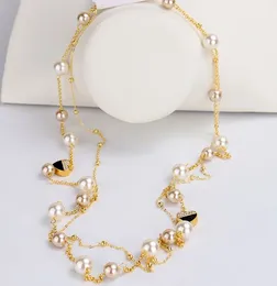 Wholesale-デザイナー高級クラシックかわいいダイヤモンドハートエレガントな真珠の多層ロングセーターステートメントの女性のためのネックレス