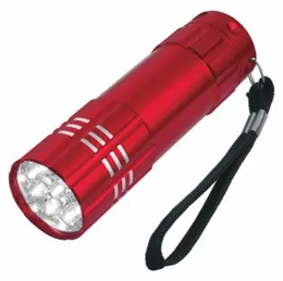 Mini Lighting Latarka Aluminium Aluminium 9 LED Fioletowe Lekkie Pochodnie Wielofunkcyjne Purpurowe Detektor Pieniądze Latarki Przenośna Lampa Zewnętrzna