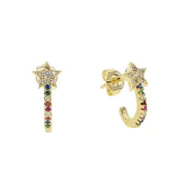 Korean 2019 Fashion Sweet Personality Cute Small Star Stud Earring for Women Girl pave rainbow cz Party Jewelry cheap Wholesale
