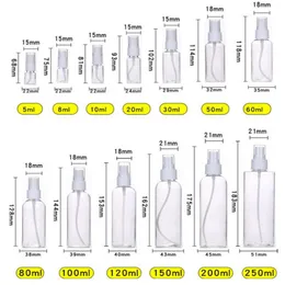 10ml 20ml 30ml 50ml 60ml 80ml 100m garrafas plásticas transparentes frasco vazio frasco cosmético perfume recipiente recarregável