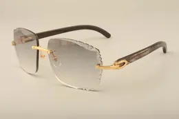 Großhandel-direkte Luxusmode-Sonnenbrillen3524014natürliches schwarzes Musterhorn-High-End-Sonnenbrillen-Gravurobjektiv, privater Brauch, geschnitzter Name