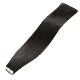 Natural brasileiro preto 16 a 26 polegadas 100g de trama de pele original reta virgem raiva Remy extensões de cabelo humano em