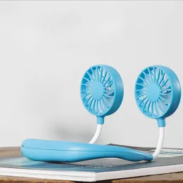 İkili Soğutma Mini Fan Sport 360 Derece Döner 5Color Asma Boyun Fan USB Taşınabilir Asma Spor Fan giyilebilir Lazy Boyun Eller Serbest