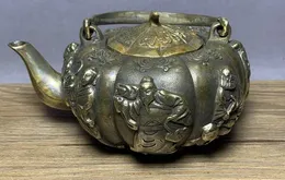 Oferta especial cobre antigo bronze oito pot imortal decoração abóbora chaleira bule decoração de casa antigo dom tecnologia