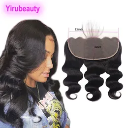 Peruvian Human Hair 13X6 Lace Frontal Free Part Body Wave With Baby Hairs Thirteen By Six Closure Natural Color