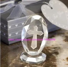 50st Crystal Cross Standing Stand Baby Chopening Favorit Present Bbaby Dusch First Communion Wedding Party Favors and Presenter