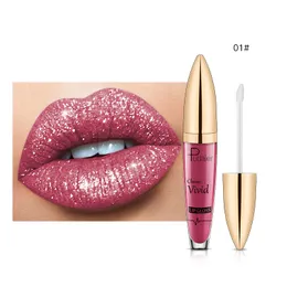 Pudaier Diamond Glitter Lip光沢の古典的な鮮やかなリップグロス非付箋シッピングフリップマジック光沢のある唇の化粧