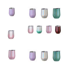 12oz with Lid Water Bottles Stainless Steel Tumbler Stemless Wine glass Metal Edge wide mouth Coffee cup T2I5287