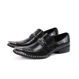 Artigo artesanal de Batzuzhi Men's Iron de dedos de couro preto Black Sapatos de couro Men Sliple no Zapatos formal Hombre, tamanhos 38-46 B