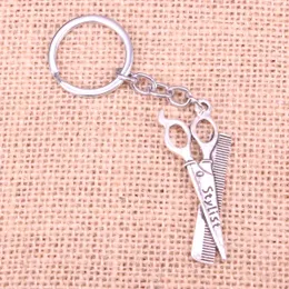 New Keychain 24*53mm barber scissor comb stylist Pendants DIY Men Car Key Chain Ring Holder Keyring Souvenir Jewelry Gift