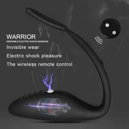 Electric Shock Sex Vibrator For Man Prostate Massager Wireless Remote Anal Butt Plug With Delay Ejaculation Dick Ring Adult Toy Y191112