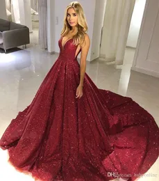 Dresses Sexy Bury A Line V Neck Sequins Floor Length Backless Pageant Gowns Celebrity Prom Evening Wear for Woman Custom