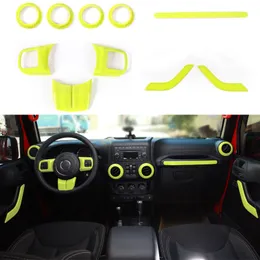 ABS Green Interior kit Decoration 2Doors 10PCS Decoration Cover For Jeep Wrangler JK 2011-2017 Car Accessories