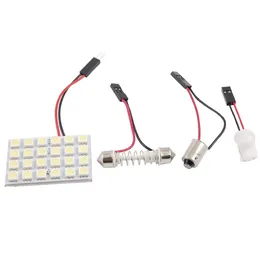 Aydınlatma Ampuller Dome Festoon Araba LED İç Panel Işık 24SMD 5050 Oto Okuma Işıkları ile T10 / BA9S / Festoon