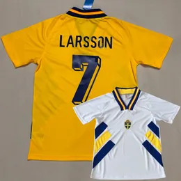 Retro Klasyczny 1994 Szwecja Soccer Jerseys 94 Larsson Brolin Retro Koszula piłkarska S-2XL