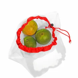 Fashionable 12pcs/set S/M/L Reusable Mesh Washable Bags for Grocery Shopping Storage Fruit Vegetable Toys Sundries Organizer Storage Bag d