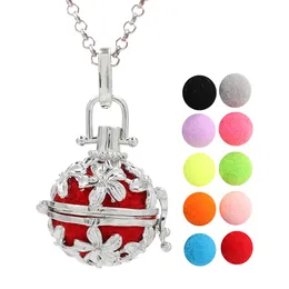 Dull Silver Hollow Flower Locket Aromatherapy Essential Oil Diffuser Locket Pendant for Glow In The Dark Necklace