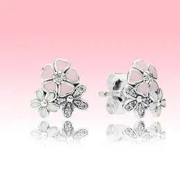 Roze Daisy Stud Earring Mode Vrouwen Cadeau Sieraden met Originele doos voor 925 Sterling Zilveren bloem Oorbellen6482695