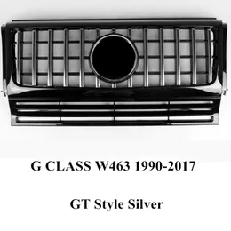 1 Parça En Kaliteli GT Stil Gümüş Ön Hava Emme Grilles G Class W463 Böbrek Mesh Izgara