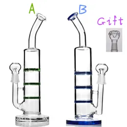 11 Inch blue green purple unique quality hookah bubbler Bent Type Thick Glass bong dab rigs Bowl 18mm joint