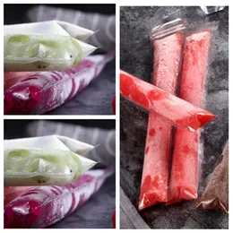 hot Plastic Popsicle Bags Molds Ice Mold Pouch with Zip Seals Disposable Self Sealing Frozen Bar Ice Cream Tools T2I51116