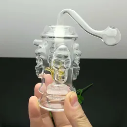 Classic hot-selling four-sided skull glass cigarette kettle Wholesale Bongs Oil Burner Pipes Water Pipes Glass Pipe Oil Rigs Smoking Free Sh