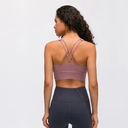 lu yoga outfits esportes sutiã ambos ombros à prova de choque underwear mulher reunir juntos ventilação yoga marca logotipo bras