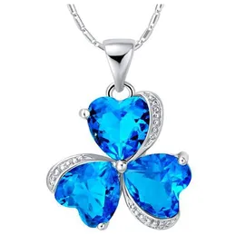Luckyshine 12Pcs/lot sterling silver 925 Necklaces Unique charm Sparkling Swiss Blue Topaz Pendant Necklaces For Lady Free And Fast Shipping