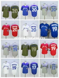 19 Jose Bautista 20 Josh Donaldson Jersey Blue White Red Gray Green