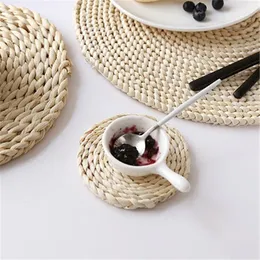 Round Placemats Corn Straw Woven Dining Table Mats Heat Insulation Pot Holder Cup Coasters Kitchen Accessories yq01983