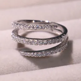 Anéis 2019 nova chegada jóias clássicas puro 100% sterling sier pave branco safira cz diamante feminino casamento anel de noiva para amantes gi